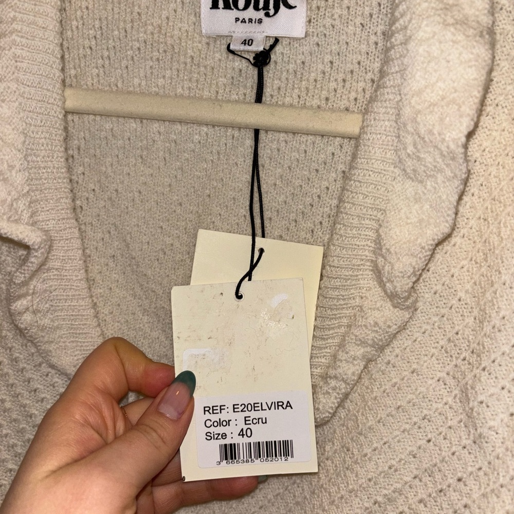 Rouje Cream Knit Cropped Cardigan - Picture 4 of 7